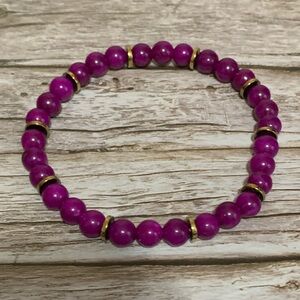 Handmade fuchsia sugilite & hematite stretch bracelet